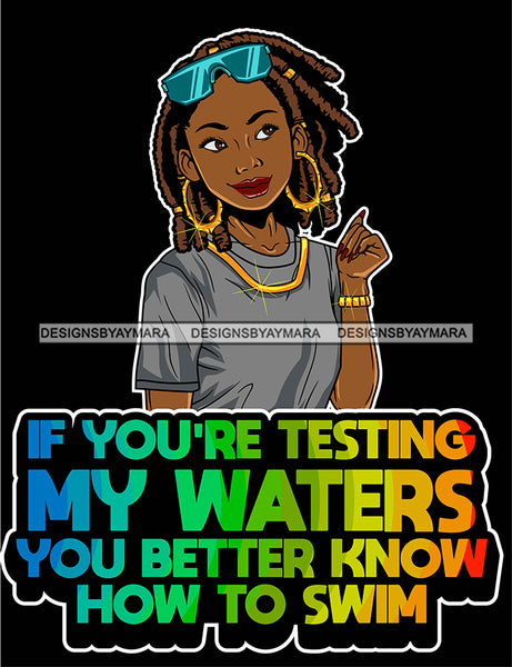 Afro Lola Queen Hustle Testing My Waters Bamboo Jewelry Life Quotes Dreadlocks Hair Style SVG Cutting Files For Silhouette Cricut