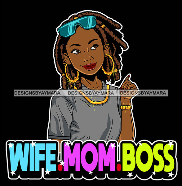 Afro Lola Queen Hustle Wife Mom Boss Bamboo Jewelry Life Quotes Dreadlocks Hair Style SVG Cutting Files For Silhouette Cricut