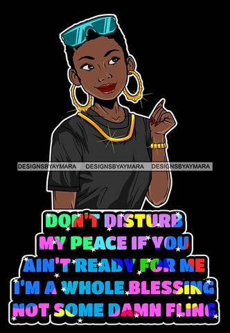 Afro Lola Queen Hustle Don't Disturb My Peace Bamboo Jewelry Life Quotes Short Hair Style SVG Cutting Files For Silhouette Cricut