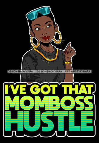 Afro Lola Queen Hustle Mom Boss Bamboo Jewelry Life Quotes Short Hair Style SVG Cutting Files For Silhouette Cricut