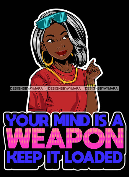 Afro Lola Queen Hustle Mind Weapon Bamboo Jewelry Life Quotes Straight Hair Style SVG Cutting Files For Silhouette Cricut