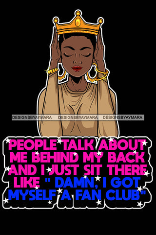 Afro Lola Queen Talk Behind Back Lady Holding Crown Life Quotes Short Hair Style  SVG Cutting Files For Silhouette Cricut