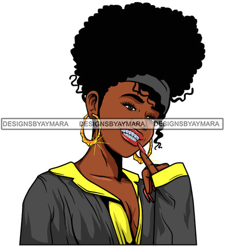 Afro Lola Diamond Teeth Hustle Goddess Urban Girl Pretty Woman .SVG Cutting Files For Silhouette Cricut and More!