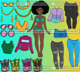 Bundle Afro Lola Woman Kit Be Creative Templates Kits Create Designs Fun Project Hipster Girl Fashion Cool Outfits Boss Lady Black Woman Nubian Melanin Popping SVG Cutting Files For Silhouette Cricut and More