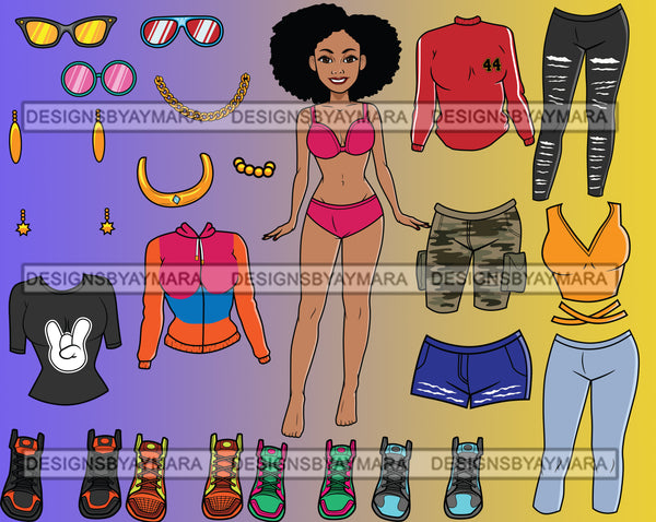 Bundle Afro Lola Woman Kit Be Creative Templates Kits Create Designs Fun Project Hipster Girl Fashion Cool Outfits Boss Lady Black Woman Nubian Melanin Popping SVG Cutting Files For Silhouette Cricut and More