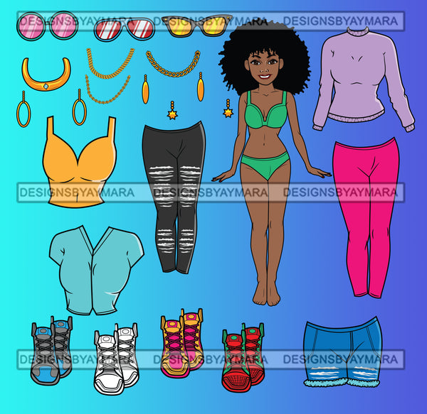 Bundle Afro Lola Woman Kit Be Creative Templates Kits Create Designs Fun Project Hipster Girl Fashion Cool Outfits Boss Lady Black Woman Nubian Melanin Popping SVG Cutting Files For Silhouette Cricut and More