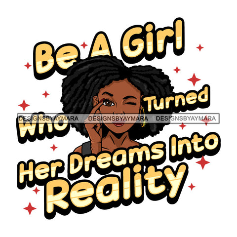 Afro Black Woman Portrait Motivational Quote Stars Background Dreadlocks Hairstyle SVG JPG PNG Vector Designs Cutting Files For Circuit Silhouette