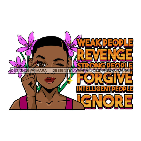 Afro Black Woman Portrait Life Quote Flowers Background Short Hairstyle SVG JPG PNG Vector Designs Cutting Files For Circuit Silhouette