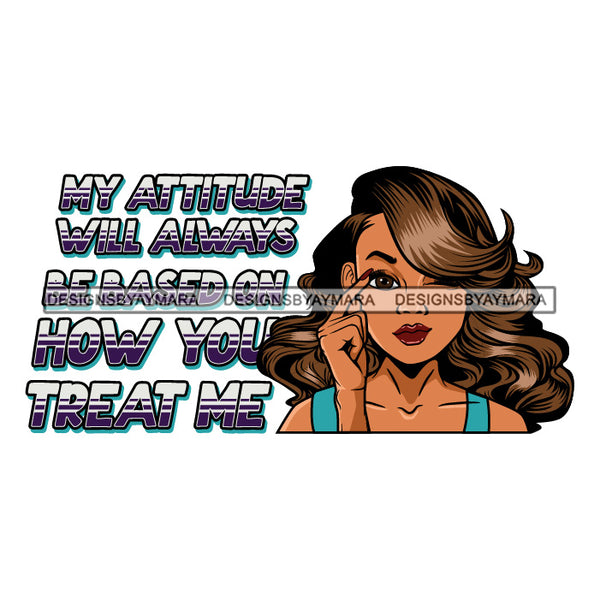 Afro Black Woman Portrait Life Quote Winking Long Wavy Hairstyle SVG JPG PNG Vector Designs Cutting Files For Circuit Silhouette