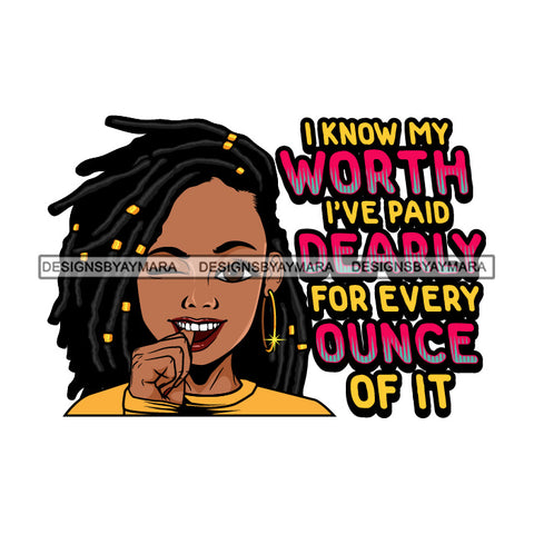 Afro Black Woman Portrait Sarcastic Quote Winking Hoop Earrings Dreadlocks Hairstyle SVG JPG PNG Vector Designs Cutting Files For Circuit Silhouette