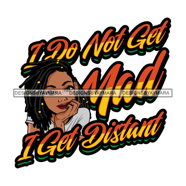 Afro Black Woman Portrait Sarcastic Quote White Top Dreadlocks Hairstyle SVG JPG PNG Vector Designs Cutting Files For Circuit Silhouette