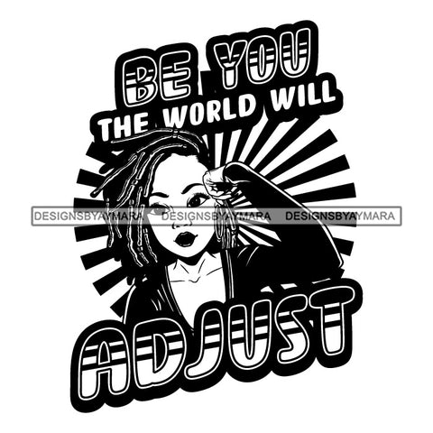 Afro Black Woman Portrait Motivational Quote Confident Dreadlocks Hairstyle B/W SVG JPG PNG Vector Designs Cutting Files For Circuit Silhouette