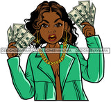 Afro Lola Hustler 100 Dollar Bill Money Maker Savage Hustle Black Woman Successful Black Girl Magic SVG Cutting Files For Silhouette and Cricut and More!