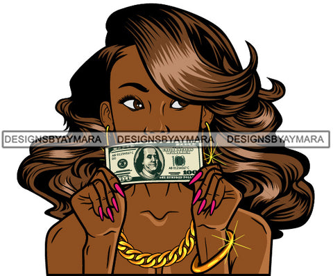 Afro Lola Hustler 100 Dollar Bill Money Maker Savage Hustle Black Woman Successful Black Girl Magic SVG Cutting Files For Silhouette and Cricut and More!