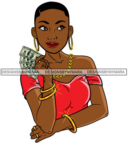 Afro Lola Hustler 100 Dollar Bill Money Maker Savage Hustle Black Woman Successful Black Girl Magic SVG Cutting Files For Silhouette and Cricut and More!