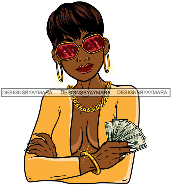 Afro Sexy Lola Hustler 100 Dollar Bill Money Maker Savage Hustle Black Woman Successful Black Girl Magic SVG Cutting Files For Silhouette and Cricut and More!