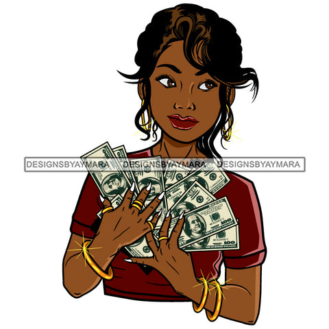 Afro Lola Hustler 100 Dollar Bill Money Maker Savage Hustle Black Woman Successful Black Girl Magic  SVG Cutting Files For Silhouette and Cricut and More!