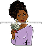 Afro Lola Hustler 100 Dollar Bill Money Maker Savage Hustle Black Woman Successful Black Girl Magic SVG Cutting Files For Silhouette and Cricut and More!