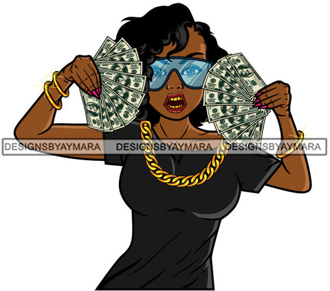 Afro Lola Hustler 100 Dollar Bill Money Maker Savage Hustle Black Woman Successful Black Girl Magic  SVG Cutting Files For Silhouette and Cricut and More!