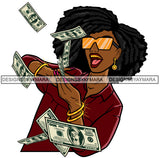 Afro Lola Hustler 100 Dollar Bill Flying Money Maker Savage Hustle Black Woman Successful Black Girl Magic  SVG Cutting Files For Silhouette and Cricut and More!