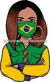 Afro Lola Wearing Face Mask Flags Brazil Country Proud Roots Virus SVG Cutting Files For Silhouette Cricut and More!