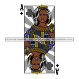 Afro Queen Lola Ace Casino Design Blackjack Poker Gambling Crown Royal SVG Cutting Files For Silhouette Cricut and More!