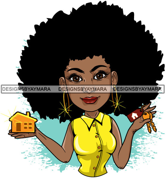 Afro Lola Realtor Real State Broker House For Sale Rent Sold Melanin Afro Woman Layered Designs SVG JPG PNG Layered Cutting Files For Silhouette Cricut and More