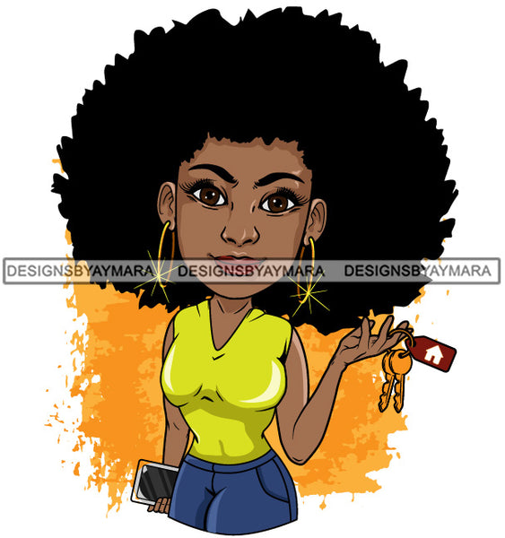 Afro Lola Realtor Real State Broker House For Sale Rent Sold Melanin Afro Woman Layered Designs SVG JPG PNG Layered Cutting Files For Silhouette Cricut and More