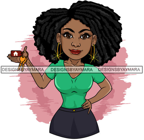 Afro Lola Realtor Real State Broker House For Sale Rent Sold Melanin Afro Woman Layered Designs SVG JPG PNG Layered Cutting Files For Silhouette Cricut and More