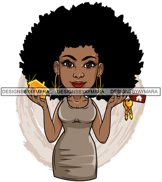 Afro Lola Realtor Real State Broker House For Sale Rent Sold Melanin Afro Woman Layered Designs SVG JPG PNG Layered Cutting Files For Silhouette Cricut and More