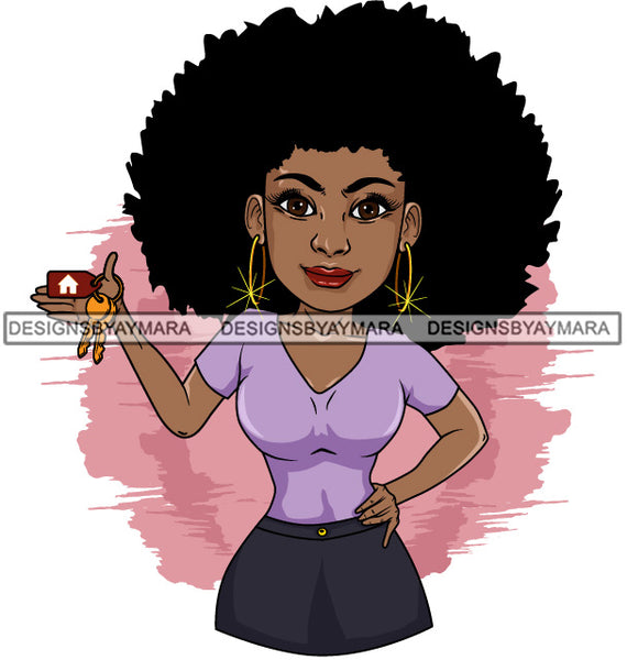 Afro Lola Realtor Real State Broker House For Sale Rent Sold Melanin Afro Woman Layered Designs SVG JPG PNG Layered Cutting Files For Silhouette Cricut and More