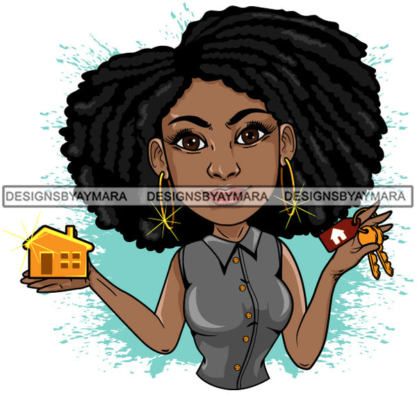 Afro Lola Realtor Real State Broker House For Sale Rent Sold Melanin Afro Woman Layered Designs SVG JPG PNG Layered Cutting Files For Silhouette Cricut and More