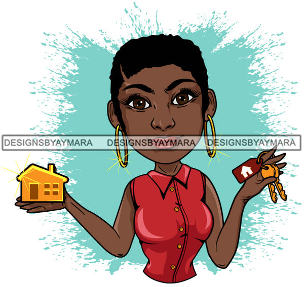 Afro Lola Realtor Real State Broker House For Sale Rent Sold Melanin Afro Woman Layered Designs SVG JPG PNG Layered Cutting Files For Silhouette Cricut and More