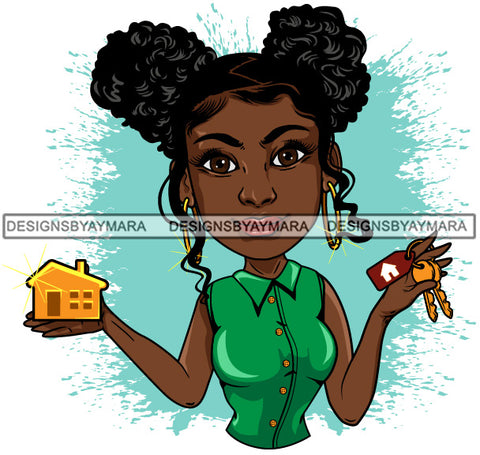 Afro Lola Realtor Real State Broker House For Sale Rent Sold Melanin Afro Woman Layered Designs SVG JPG PNG Layered Cutting Files For Silhouette Cricut and More