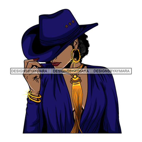 Afro Lola Queen Sexy Model Bamboo Hoop Earrings Necklace Hat Short Hair Style SVG Cutting Files For Silhouette Cricut