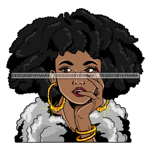 Afro Lola Queen Sexy Bamboo Jewelry Nails Fur Boa  Afro Hair Style SVG Cutting Files For Silhouette Cricut