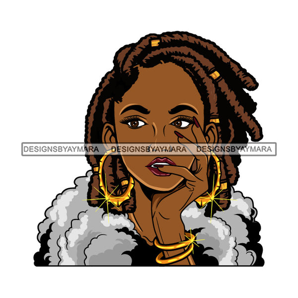 Afro Lola Queen Sexy Bamboo Jewelry Nails Fur Boa Dreadlocks Hair Style SVG Cutting Files For Silhouette Cricut