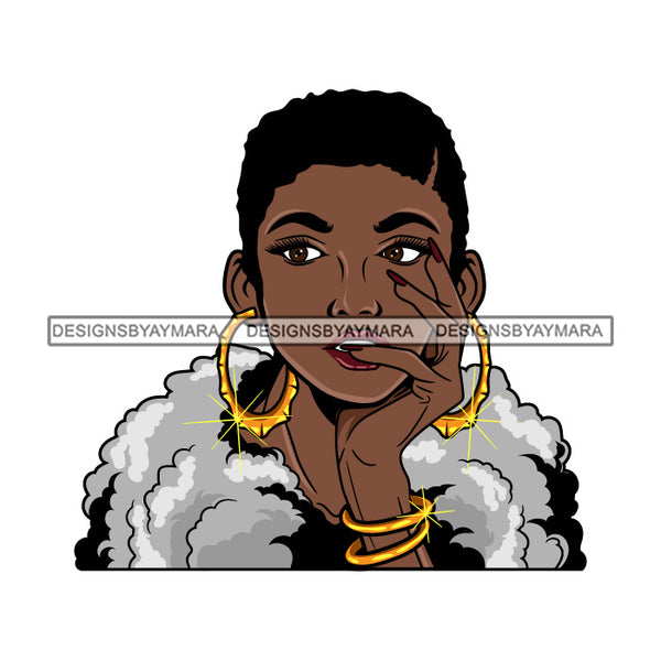 Afro Lola Queen Sexy Bamboo Jewelry Nails Fur Boa Short Hair Style SVG Cutting Files For Silhouette Cricut