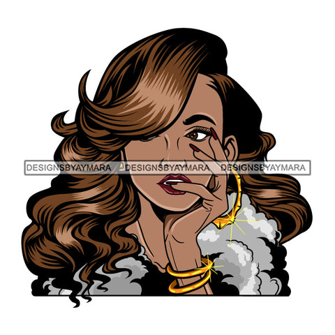 Afro Lola Queen Sexy Bamboo Jewelry Nails Fur Boa Wavy Hair Style SVG Cutting Files For Silhouette Cricut