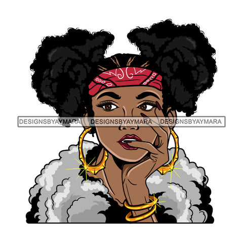 Afro Lola Queen Sexy Bamboo Jewelry Nails Fur Boa Bandana Pigtails Hair Style SVG Cutting Files For Silhouette Cricut