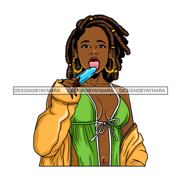 Afro Lola Queen Sexy Black Woman Lingerie Bamboo Hoop Earrings Dreadlocks Hair Style SVG Cutting Files For Silhouette Cricut