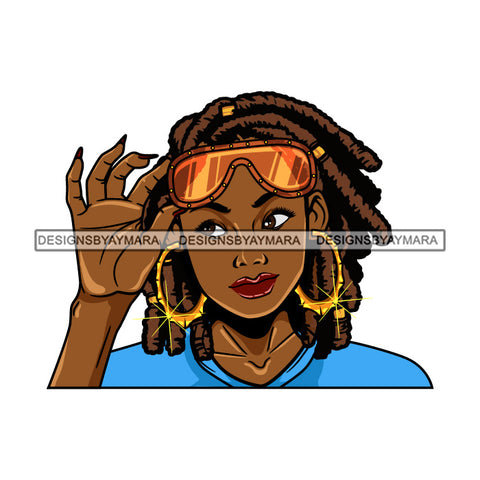 Afro Lola Queen Sexy Bamboo Hoop Earrings Lady Sunglasses Dreadlocks Hair Style SVG Cutting Files For Silhouette Cricut