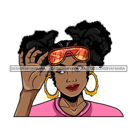 Afro Lola Queen Sexy Bamboo Hoop Earrings Lady Sunglasses Pigtails Hair Style SVG Cutting Files For Silhouette Cricut