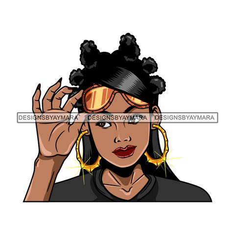 Afro Lola Queen Sexy Bamboo Hoop Earrings Lady Sunglasses Banku Knots Hair Style SVG Cutting Files For Silhouette Cricut