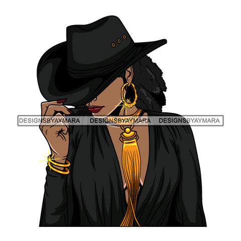 Afro Lola Queen Sexy Model Bamboo Hoop Earrings Necklace Hat Afro Hair Style SVG Cutting Files For Silhouette Cricut