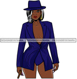 Afro Lola Woman With Attitude Strong Character Holding Cigar Wearing Hat Confident Lady .SVG Clipart Vector Cutting Files