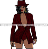 Afro Lola Woman With Attitude Strong Character Holding Cigar Wearing Hat Confident Lady .SVG Clipart Vector Cutting Files