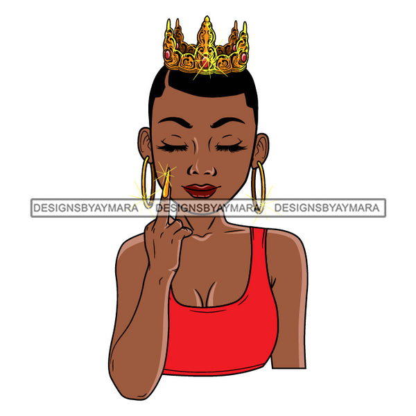 Bundle 5 Afro Beautiful Lola Queen Gold Crown Middle Finger Mean Emotion Boss Lady Black Woman Nubian Melanin Popping SVG Cutting Files For Silhouette Cricut and More