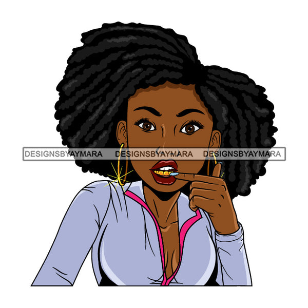 Bundle 5 Afro Lola Queen Boss Lady Showing Gold Teeth Grill Fashion Hustler Black Girl Magic Nubian Melanin Popping  SVG Cutting Files For Silhouette Cricut and More