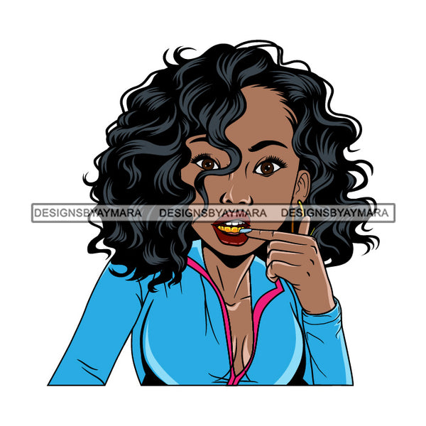 Bundle 5 Afro Lola Queen Boss Lady Showing Gold Teeth Grill Fashion Hustler Black Girl Magic Nubian Melanin Popping  SVG Cutting Files For Silhouette Cricut and More